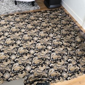 2 Black, Gold & Silver Paisley Curtain Panels